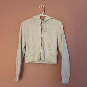 White Brandy Melville cropped zip up hoodie